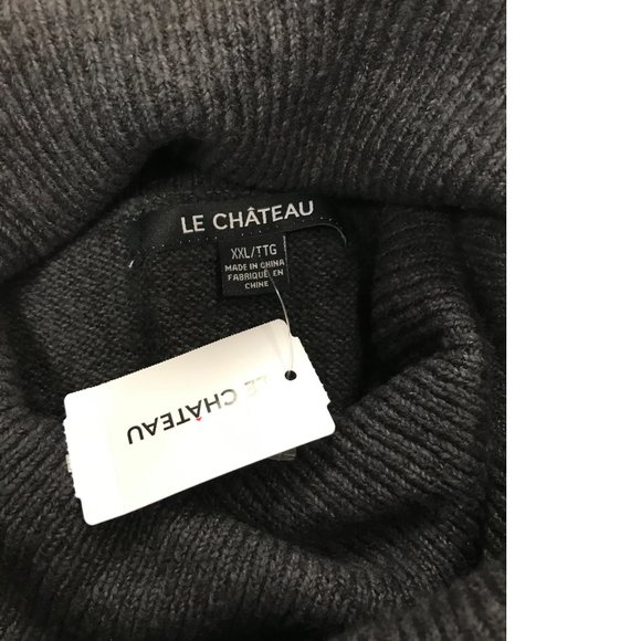 Le Chateau Turtleneck Cowlneck Sweater Knit Dress Grey NWT - Picture 5 of 6